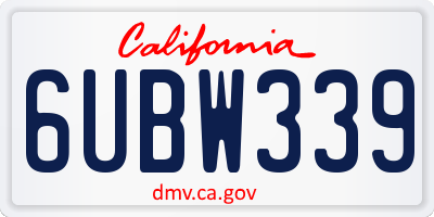 CA license plate 6UBW339