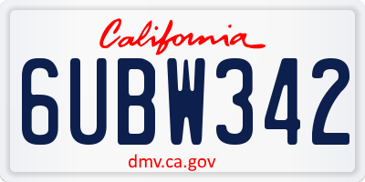 CA license plate 6UBW342