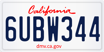 CA license plate 6UBW344