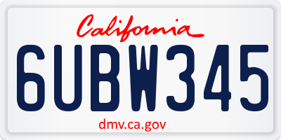 CA license plate 6UBW345