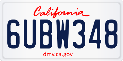 CA license plate 6UBW348