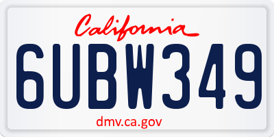 CA license plate 6UBW349