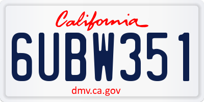 CA license plate 6UBW351
