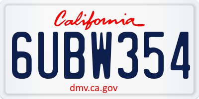 CA license plate 6UBW354