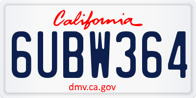 CA license plate 6UBW364