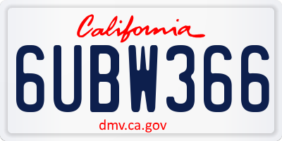 CA license plate 6UBW366