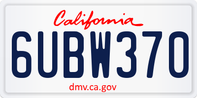 CA license plate 6UBW370