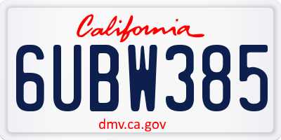 CA license plate 6UBW385