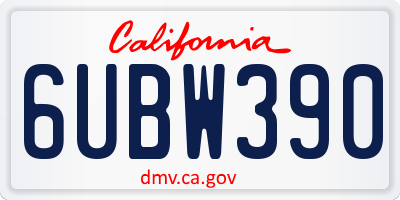 CA license plate 6UBW390