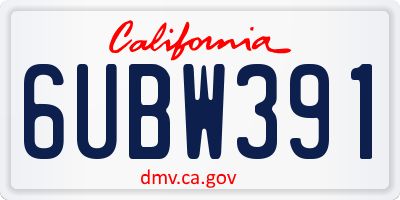 CA license plate 6UBW391