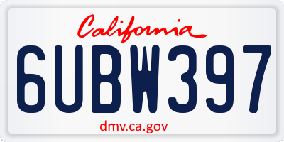CA license plate 6UBW397