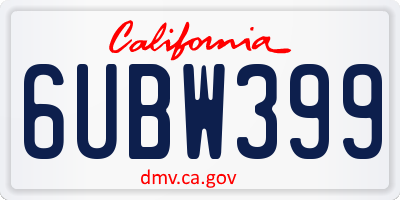 CA license plate 6UBW399
