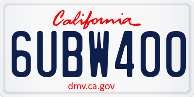 CA license plate 6UBW400