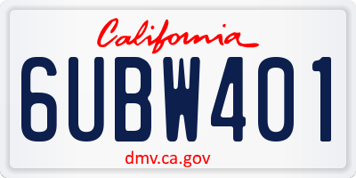 CA license plate 6UBW401
