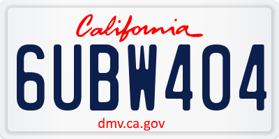 CA license plate 6UBW404