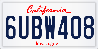 CA license plate 6UBW408