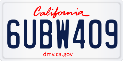 CA license plate 6UBW409