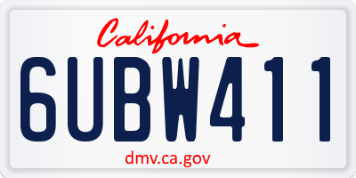 CA license plate 6UBW411
