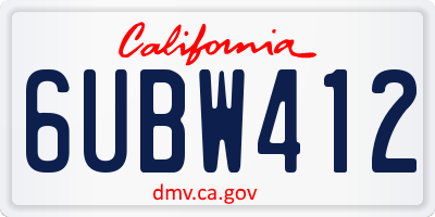 CA license plate 6UBW412