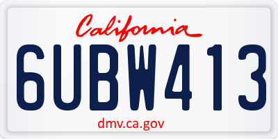 CA license plate 6UBW413