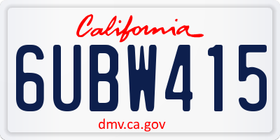 CA license plate 6UBW415