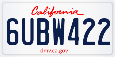 CA license plate 6UBW422