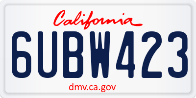 CA license plate 6UBW423