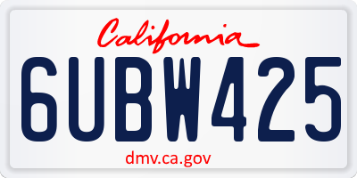 CA license plate 6UBW425