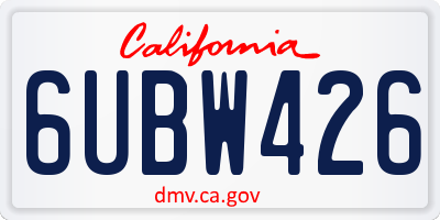 CA license plate 6UBW426