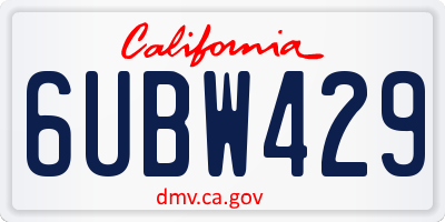 CA license plate 6UBW429