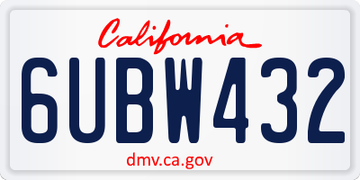 CA license plate 6UBW432