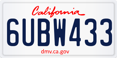 CA license plate 6UBW433