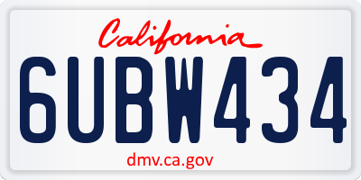 CA license plate 6UBW434