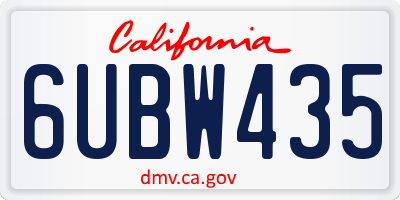 CA license plate 6UBW435