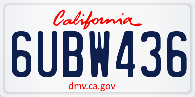 CA license plate 6UBW436