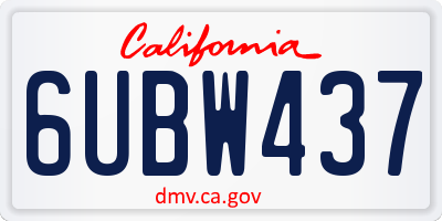 CA license plate 6UBW437