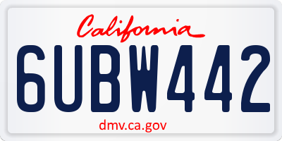 CA license plate 6UBW442