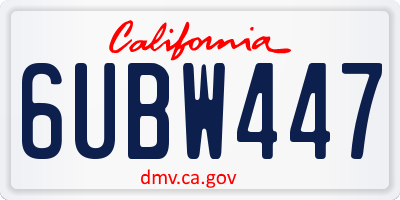 CA license plate 6UBW447
