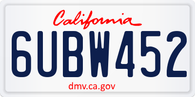 CA license plate 6UBW452