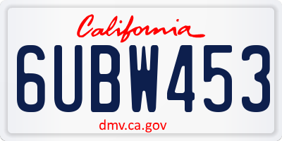 CA license plate 6UBW453