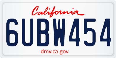 CA license plate 6UBW454