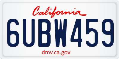 CA license plate 6UBW459