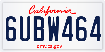 CA license plate 6UBW464