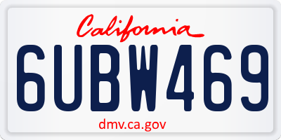 CA license plate 6UBW469