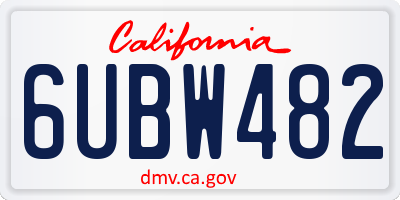CA license plate 6UBW482
