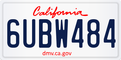 CA license plate 6UBW484