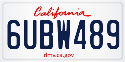 CA license plate 6UBW489
