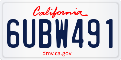 CA license plate 6UBW491