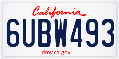 CA license plate 6UBW493