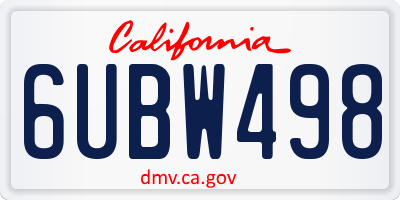 CA license plate 6UBW498